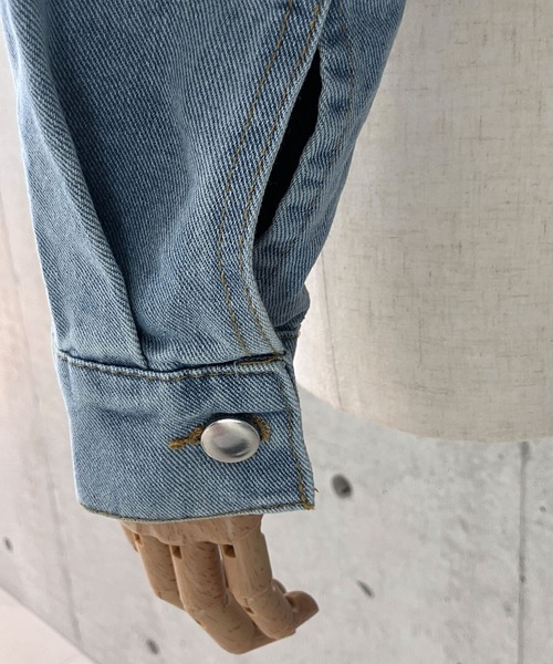 meJane（ミージェーン）の「クロップド丈 デニムプルパーカー（デニムジャケット・レディース・ブルー・S/M/L）」の9枚目の写真