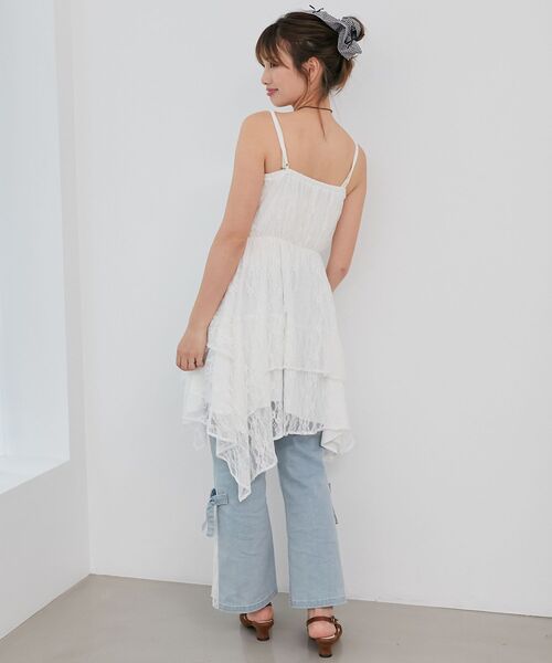 MAJESTIC LEGON（マジェスティックレゴン）の「イレヘムティアードミニキャミワンピ（ワンピース・レディース・ブラック/オフホワイト/ブラウン系その他2・MEDIUM）」の6枚目の写真