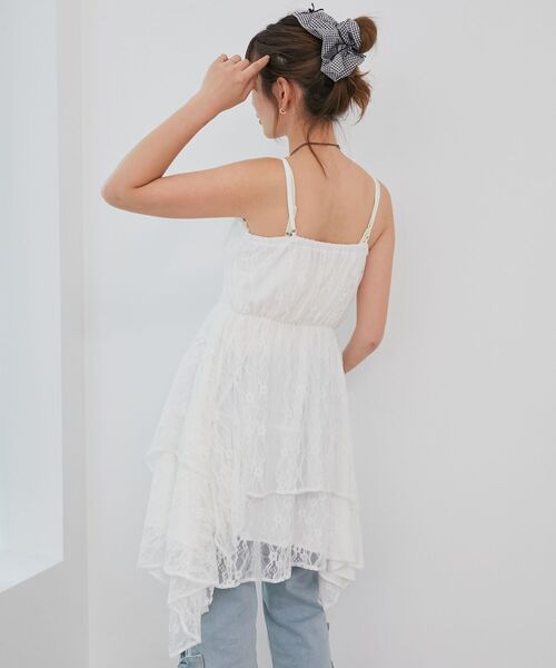 MAJESTIC LEGON（マジェスティックレゴン）の「イレヘムティアードミニキャミワンピ（ワンピース・レディース・ブラック/オフホワイト/ブラウン系その他2・MEDIUM）」の9枚目の写真