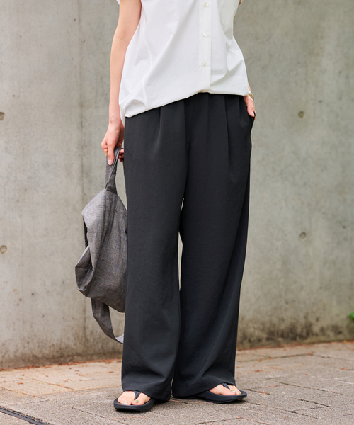 新品　FRAMeWORK ポリエステルツイルリラックスパンツ　ホワイト　2025 FRAMeWORK パンツ 「追加」 手洗い可 / ポリエステルツイル