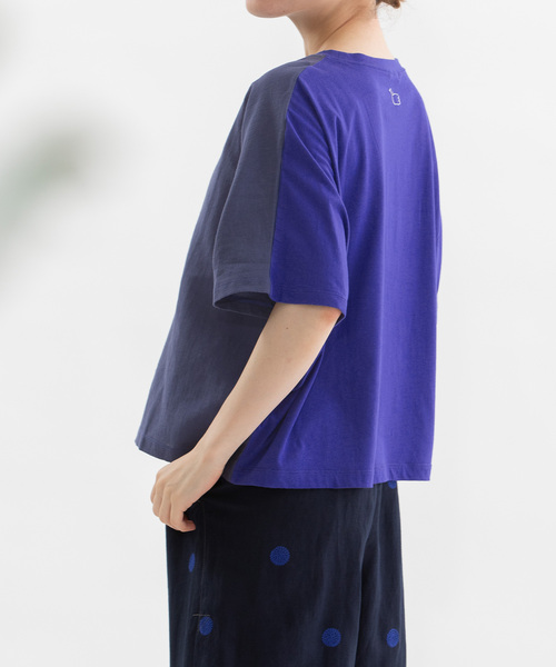 nop de nod(ノップドゥノッド)の「Clocheラミー布帛Tシャツ(Tシャツ/カットソー・レディース・ダークブルー/グリーン/ブラック/オフホワイト・M)」の4枚目の写真