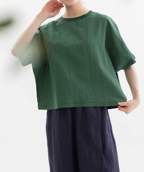 nop de nod(ノップドゥノッド)の「Clocheラミー布帛Tシャツ(Tシャツ/カットソー・レディース・ダークブルー/グリーン/ブラック/オフホワイト・M)」の3枚目の写真