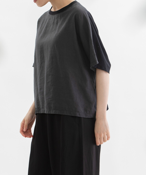 nop de nod(ノップドゥノッド)の「Clocheラミー布帛Tシャツ(Tシャツ/カットソー・レディース・ダークブルー/グリーン/ブラック/オフホワイト・M)」の1枚目の写真