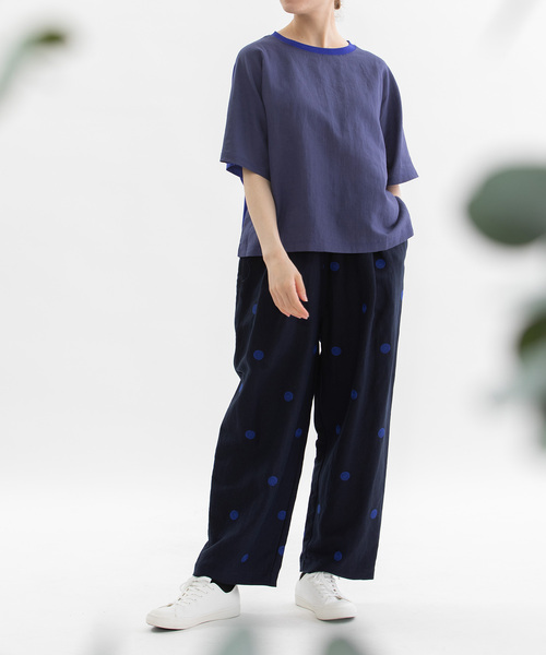 nop de nod(ノップドゥノッド)の「Clocheラミー布帛Tシャツ(Tシャツ/カットソー・レディース・ダークブルー/グリーン/ブラック/オフホワイト・M)」の5枚目の写真