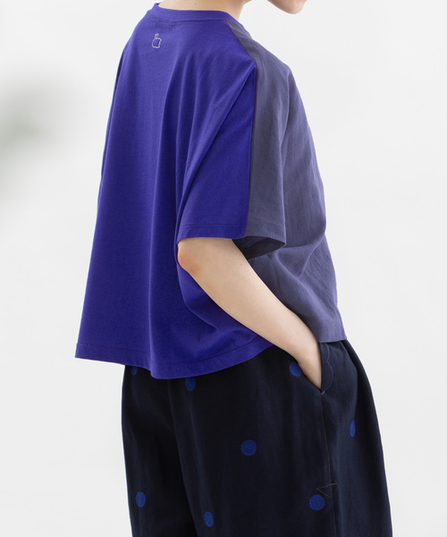 nop de nod(ノップドゥノッド)の「Clocheラミー布帛Tシャツ(Tシャツ/カットソー・レディース・ダークブルー/グリーン/ブラック/オフホワイト・M)」の9枚目の写真