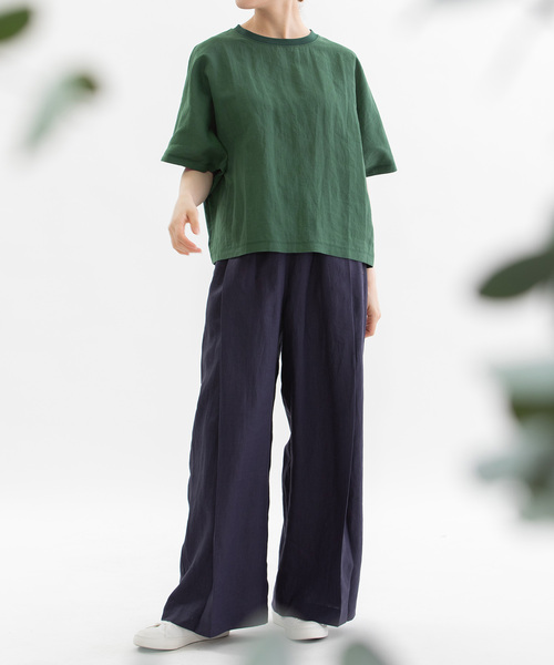 nop de nod(ノップドゥノッド)の「Clocheラミー布帛Tシャツ(Tシャツ/カットソー・レディース・ダークブルー/グリーン/ブラック/オフホワイト・M)」の11枚目の写真