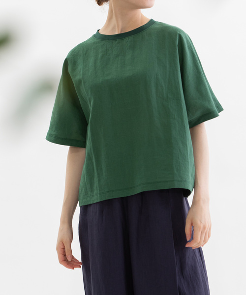 nop de nod(ノップドゥノッド)の「Clocheラミー布帛Tシャツ(Tシャツ/カットソー・レディース・ダークブルー/グリーン/ブラック/オフホワイト・M)」の13枚目の写真