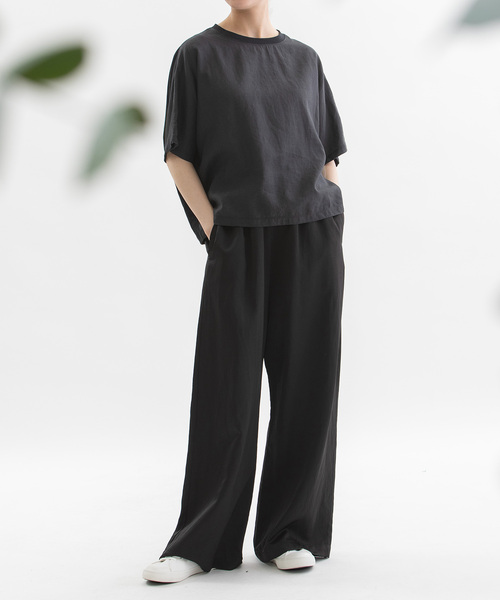 nop de nod(ノップドゥノッド)の「Clocheラミー布帛Tシャツ(Tシャツ/カットソー・レディース・ダークブルー/グリーン/ブラック/オフホワイト・M)」の17枚目の写真