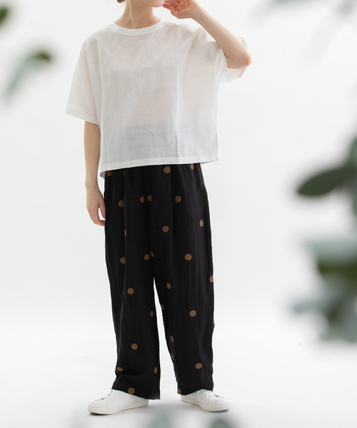 nop de nod(ノップドゥノッド)の「Clocheラミー布帛Tシャツ(Tシャツ/カットソー・レディース・ダークブルー/グリーン/ブラック/オフホワイト・M)」の22枚目の写真