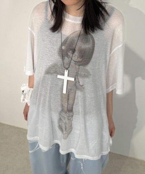 Never mind the XU / Chikashitsu+（ネバーマインド ザ エックスユー / チカシツプラス）の「【Nerd out XU】jujika  / 【ナードアウトエックスユー】クロスチェーンネックレスシルバーネックレス（ネックレス・メンズ・ホワイト/ブラック・ONE SIZE）」の8枚目の写真