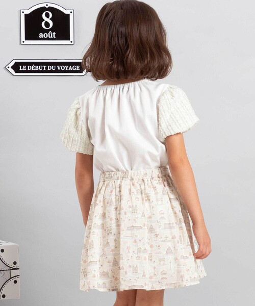 BeBe（ベベ）の「【お揃い】リバティタナローン(PARIS POSTCARD)インナーパンツ付きスカート（スカート・キッズ・ベージュ系その他・120cm/130cm/140cm）」の3枚目の写真