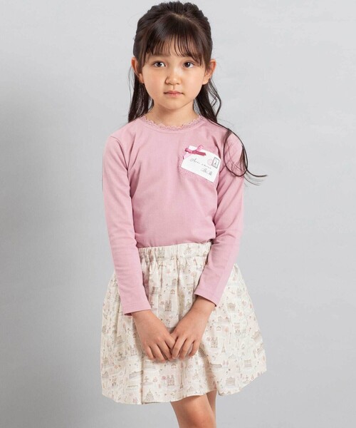 BeBe（ベベ）の「【お揃い】リバティタナローン(PARIS POSTCARD)インナーパンツ付きスカート（スカート・キッズ・ベージュ系その他・120cm/130cm/140cm）」の5枚目の写真