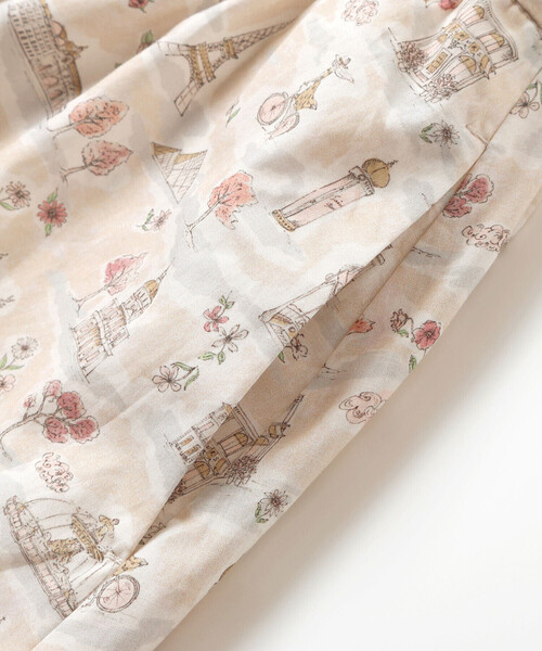 BeBe（ベベ）の「【お揃い】リバティタナローン(PARIS POSTCARD)インナーパンツ付きスカート（スカート・キッズ・ベージュ系その他・120cm/130cm/140cm）」の9枚目の写真