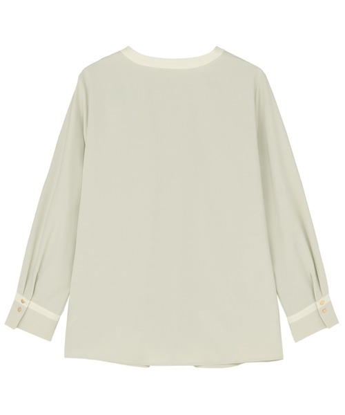 TOKYO SHIRTS(トウキョウシャツ)の「ストレッチ ジョーゼット 配色ボウタイブラウス 長袖(シャツ/ブラウス・レディース・グリーン系/ベージュ・M/L)」の8枚目の写真