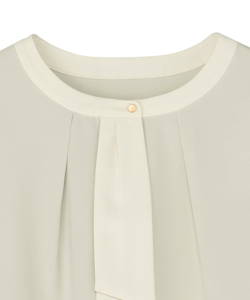 TOKYO SHIRTS(トウキョウシャツ)の「ストレッチ ジョーゼット 配色ボウタイブラウス 長袖(シャツ/ブラウス・レディース・グリーン系/ベージュ・M/L)」の9枚目の写真