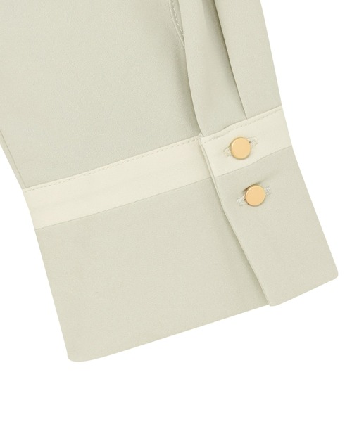 TOKYO SHIRTS(トウキョウシャツ)の「ストレッチ ジョーゼット 配色ボウタイブラウス 長袖(シャツ/ブラウス・レディース・グリーン系/ベージュ・M/L)」の11枚目の写真