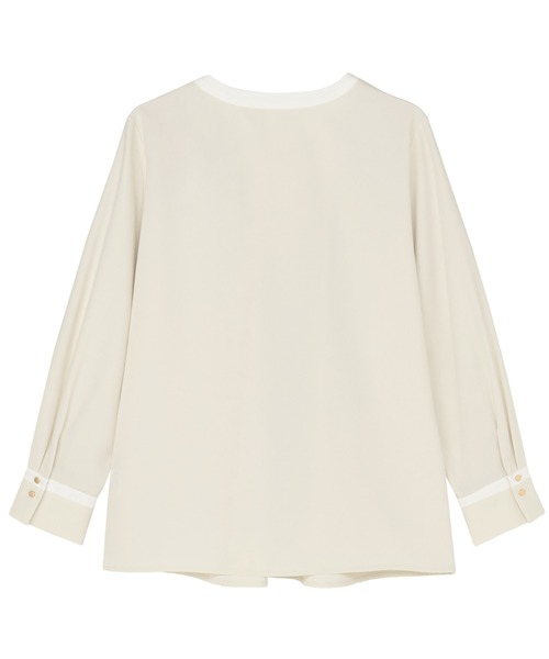 TOKYO SHIRTS(トウキョウシャツ)の「ストレッチ ジョーゼット 配色ボウタイブラウス 長袖(シャツ/ブラウス・レディース・グリーン系/ベージュ・M/L)」の3枚目の写真