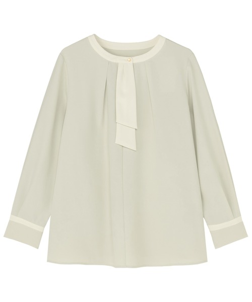 TOKYO SHIRTS(トウキョウシャツ)の「ストレッチ ジョーゼット 配色ボウタイブラウス 長袖(シャツ/ブラウス・レディース・グリーン系/ベージュ・M/L)」の18枚目の写真