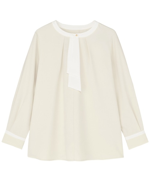 TOKYO SHIRTS(トウキョウシャツ)の「ストレッチ ジョーゼット 配色ボウタイブラウス 長袖(シャツ/ブラウス・レディース・グリーン系/ベージュ・M/L)」の15枚目の写真