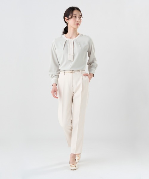 TOKYO SHIRTS(トウキョウシャツ)の「ストレッチ ジョーゼット 配色ボウタイブラウス 長袖(シャツ/ブラウス・レディース・グリーン系/ベージュ・M/L)」の17枚目の写真