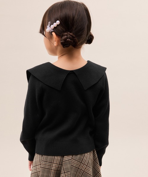 ROPE' PICNIC（ロペピクニック）の「【KIDS/キッズ】【2WAY】マシュマロニットリボンカラートップス/イージーケア・リンクコーデ（ニット/セーター・キッズ・キナリ/ブラック/サックスブルー・120/130/140/150）」の15枚目の写真