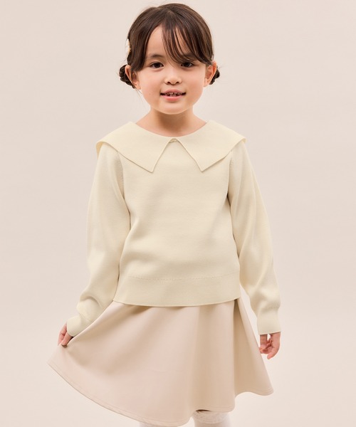 ROPE' PICNIC（ロペピクニック）の「【KIDS/キッズ】【2WAY】マシュマロニットリボンカラートップス/イージーケア・リンクコーデ（ニット/セーター・キッズ・キナリ/ブラック/サックスブルー・120/130/140/150）」の17枚目の写真