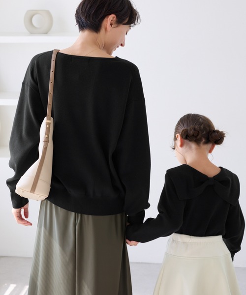 ROPE' PICNIC（ロペピクニック）の「【KIDS/キッズ】【2WAY】マシュマロニットリボンカラートップス/イージーケア・リンクコーデ（ニット/セーター・キッズ・キナリ/ブラック/サックスブルー・120/130/140/150）」の8枚目の写真