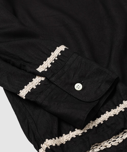 NOMA t.d.（ノーマティーディー）の「Trim Embroidery Open Collar Shirt（シャツ/ブラウス・メンズ・ブラック/ブラウン系その他/グレー・3/4）」の6枚目の写真