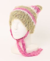 Revo.（レボ）の「猫耳 マルチボーダー シャギーニット イヤーフラップ ビーニー（ニットキャップ/ビーニー）」