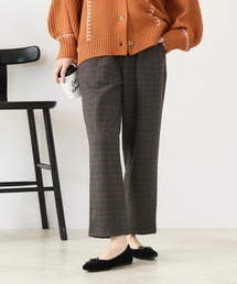 【C-FORT POINT/フォートポイント】【マットな質感と落ち感ですっきり見え】チェックテーパードパンツ ウール調 グレンチェック