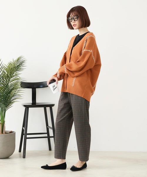 fort point(フォーポイント)の「【C-FORT POINT/フォートポイント】【マットな質感と落ち感ですっきり見え】チェックテーパードパンツ ウール調 グレンチェック(その他パンツ・レディース・グレー/ブラウン/ブルー・MEDIUM/LARGE)」の7枚目の写真