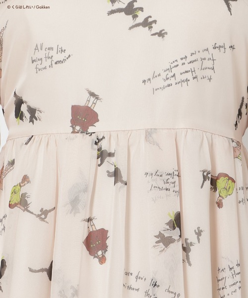 くらはしれいコラボ】クロネコPTピンタックフリルワンピース