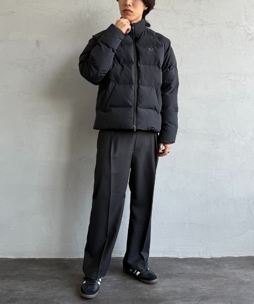 フレッドペリー 中綿ダウンジャケット ブラウン ロゴ刺繍 サイズS(S〜M