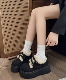 25aw ボアダブルバックル厚底シューズ