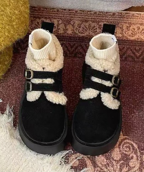 AsRiRe（アスリレイ）の「25aw ボアダブルバックル厚底シューズ（その他シューズ・レディース・ブラック/ベージュ/ブラウン・S/M/L）」の14枚目の写真