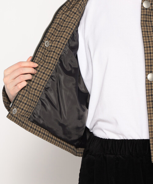 WOMEN'S NYLON TUSSAH SHORT JACKET PLAID（ダウンジャケット/コート