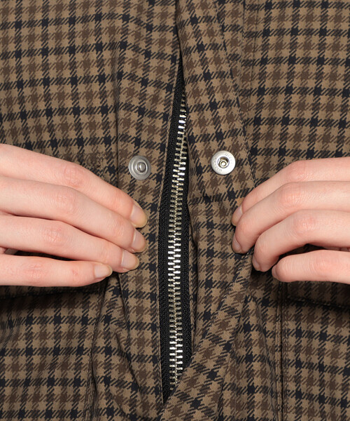 WOMEN'S NYLON TUSSAH SHORT JACKET PLAID（ダウンジャケット/コート