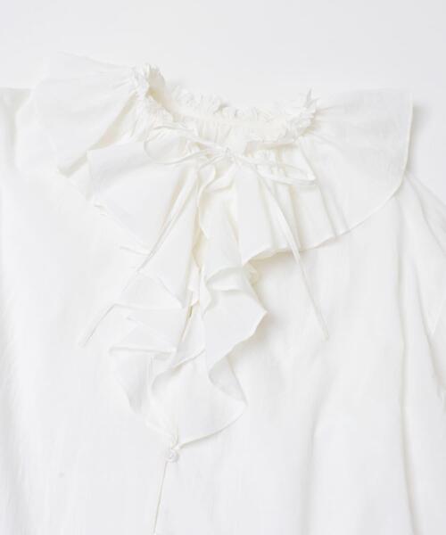 crinkle crinkle crinkle コットンフリルシャツ ホワイト crinkle crinkle crinkle】cotton frill collar shirts/コットンフリル