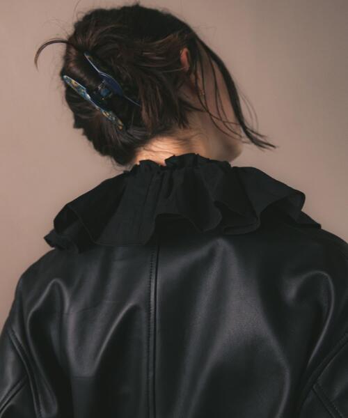 【新品未使用】crinkle crinkle crinkle 黒ブラウス crinkle crinkle crinkle】sheer ruffle blouse/シアーラッフル