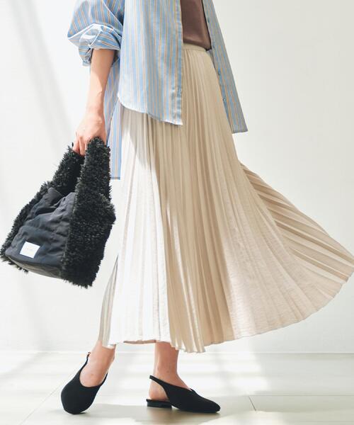THE SHOP TK （ザ ショップ ティーケー ）の「スエードプリーツスカート【洗える】（スカート・レディース・スミクロ/アイボリー・12/13）」の3枚目の写真