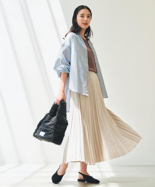 THE SHOP TK （ザ ショップ ティーケー ）の「スエードプリーツスカート【洗える】（スカート・レディース・スミクロ/アイボリー・12/13）」の4枚目の写真