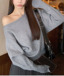 オフショル ニット オフショルダー」に該当するグレー/灰色系の