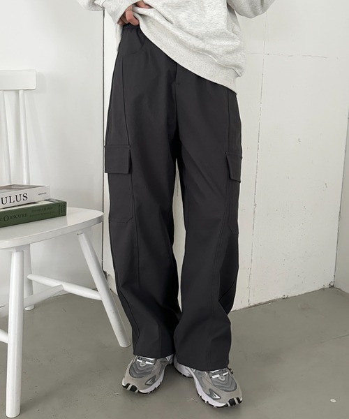 CLEA(クレア)の「イージーワイドカーゴパンツ(カーゴパンツ・レディース・ネイビー/カーキ/ブラック/グレー・M)」の3枚目の写真