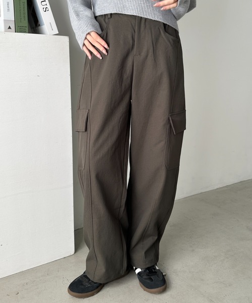 CLEA(クレア)の「イージーワイドカーゴパンツ(カーゴパンツ・レディース・ネイビー/カーキ/ブラック/グレー・M)」の1枚目の写真