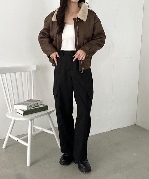 CLEA(クレア)の「イージーワイドカーゴパンツ(カーゴパンツ・レディース・ネイビー/カーキ/ブラック/グレー・M)」の9枚目の写真