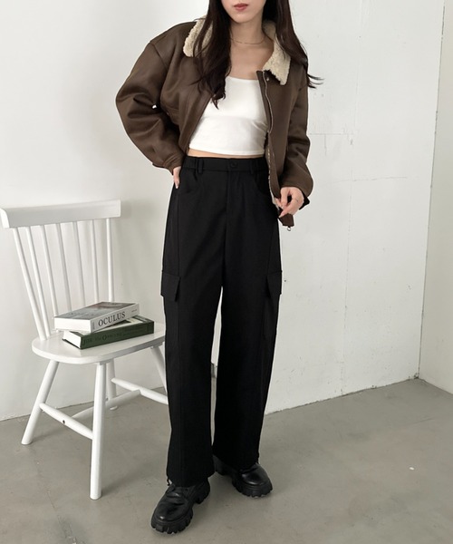 CLEA(クレア)の「イージーワイドカーゴパンツ(カーゴパンツ・レディース・ネイビー/カーキ/ブラック/グレー・M)」の10枚目の写真