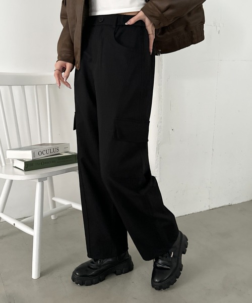 CLEA(クレア)の「イージーワイドカーゴパンツ(カーゴパンツ・レディース・ネイビー/カーキ/ブラック/グレー・M)」の8枚目の写真