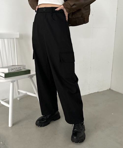 CLEA(クレア)の「イージーワイドカーゴパンツ(カーゴパンツ・レディース・ネイビー/カーキ/ブラック/グレー・M)」の6枚目の写真