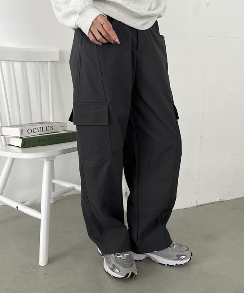 CLEA(クレア)の「イージーワイドカーゴパンツ(カーゴパンツ・レディース・ネイビー/カーキ/ブラック/グレー・M)」の14枚目の写真