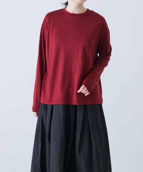 かぐれ(カグレ)の「ウォッシャブルウールプルオーバー(Tシャツ/カットソー・レディース・ブラック/レッド/ブラウン・FREE)」の4枚目の写真